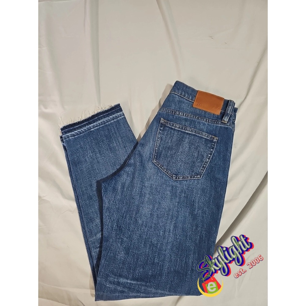 J Crew Womens Blue Med Wash Skinny Denim Jeans Distressed Size 26